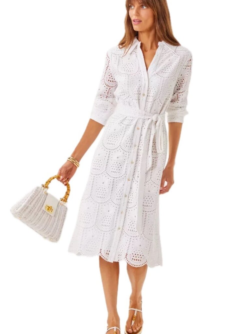 Lilly Pulitzer Midi Shirtdress in Resort White Pineapple - Picture 3 of 12